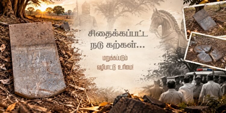 சிதைக்கப்பட்ட நடு கற்கள்…